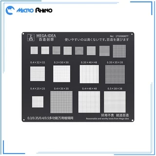 Stencil BGA Preta Qianli MEGA-IDEA 0.3/0.35/0.4/0.5mm Furo Paralelo/Plantio Multifuncional Universal