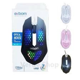 Mouse com fio USB iluminado RGB MS-C33 Exbom