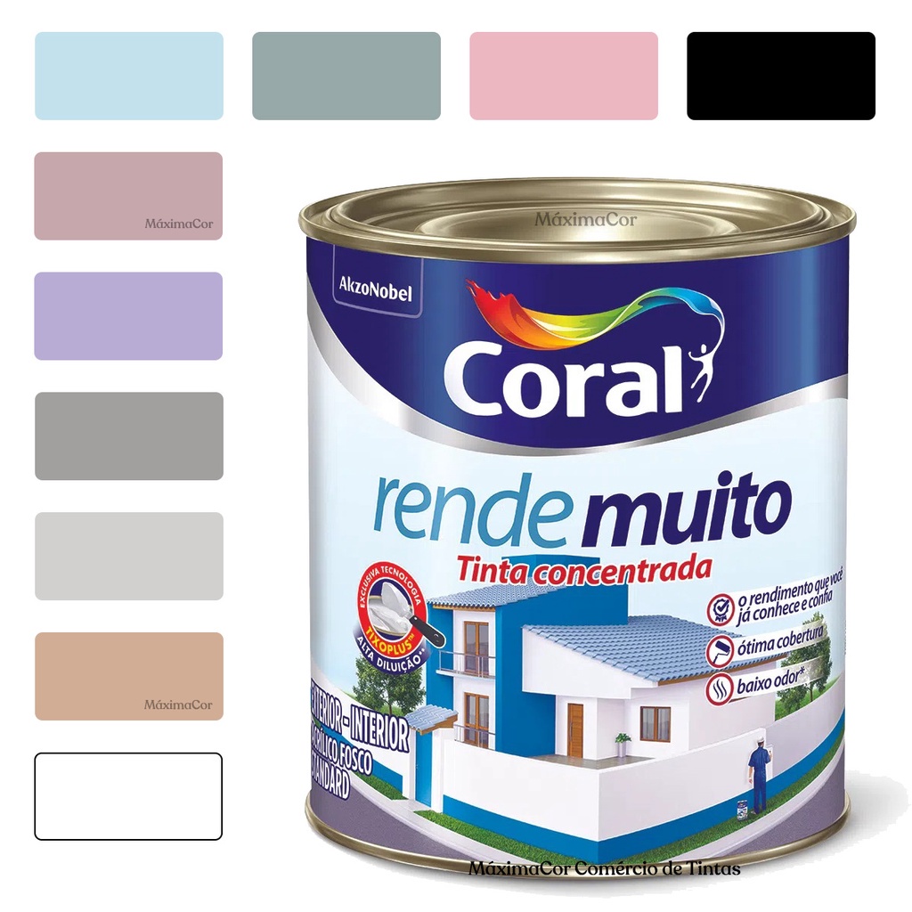 Tinta para Parede Fosca Rende Muito Coral Concentrada 800ml