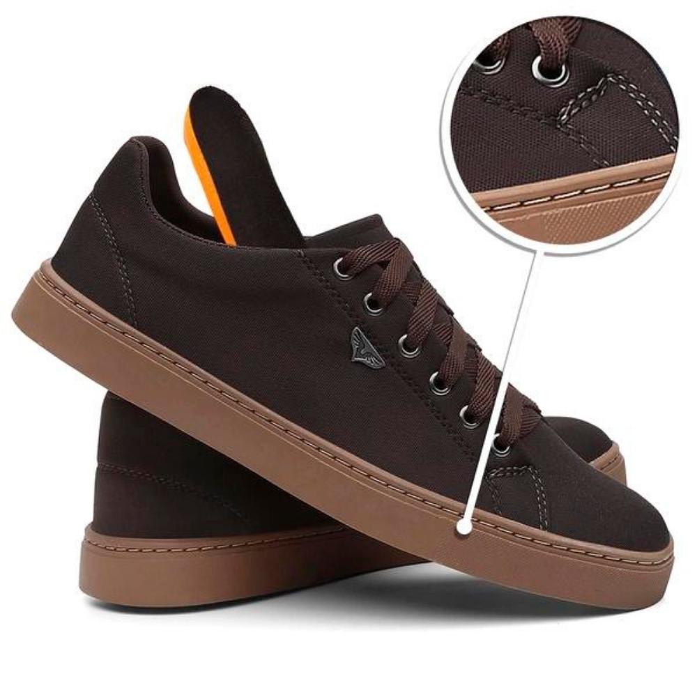 Tenis preto masculino solado hot sale marrom