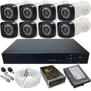 Kit Cftv 8 Câmeras Full HD 1080P Para Monitoramento Residencial e Comercial 200M Cabo