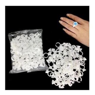 Kit 100 Anel Porta Cola Para Alongamento De Cílios Fio A Fio