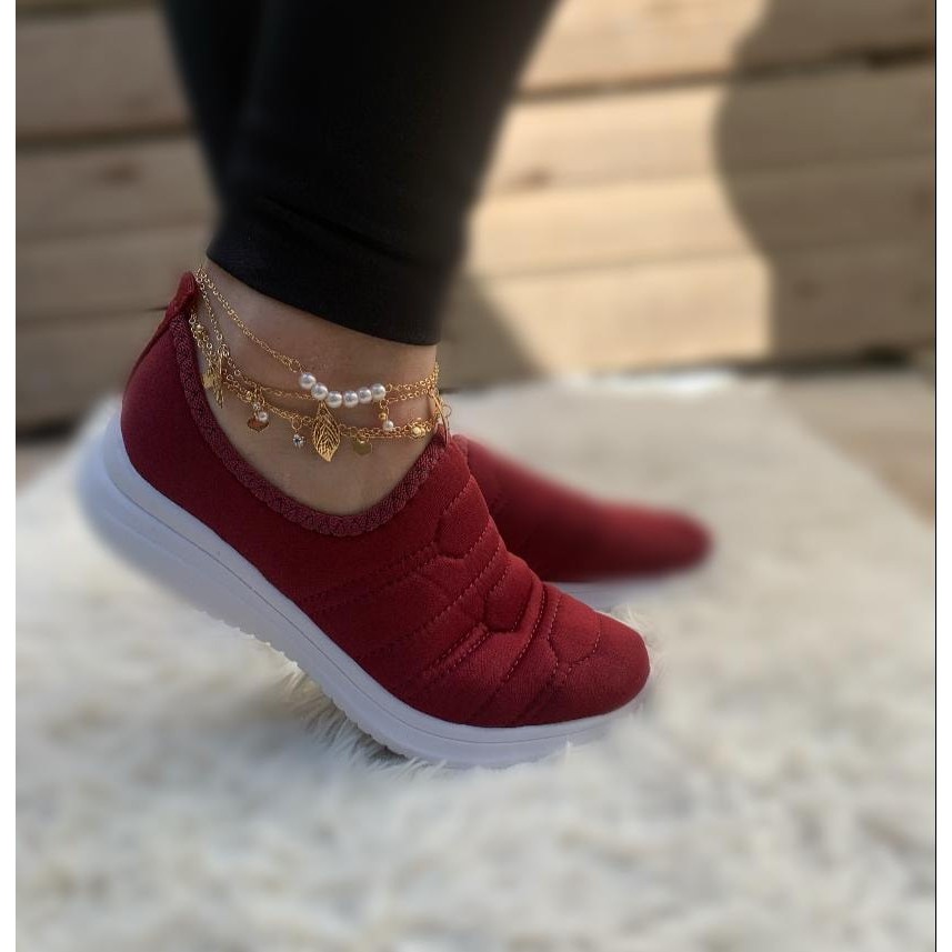 Tênis Meia Feminino Slip On Calce Fácil Leve Confortável Casual - Main Image