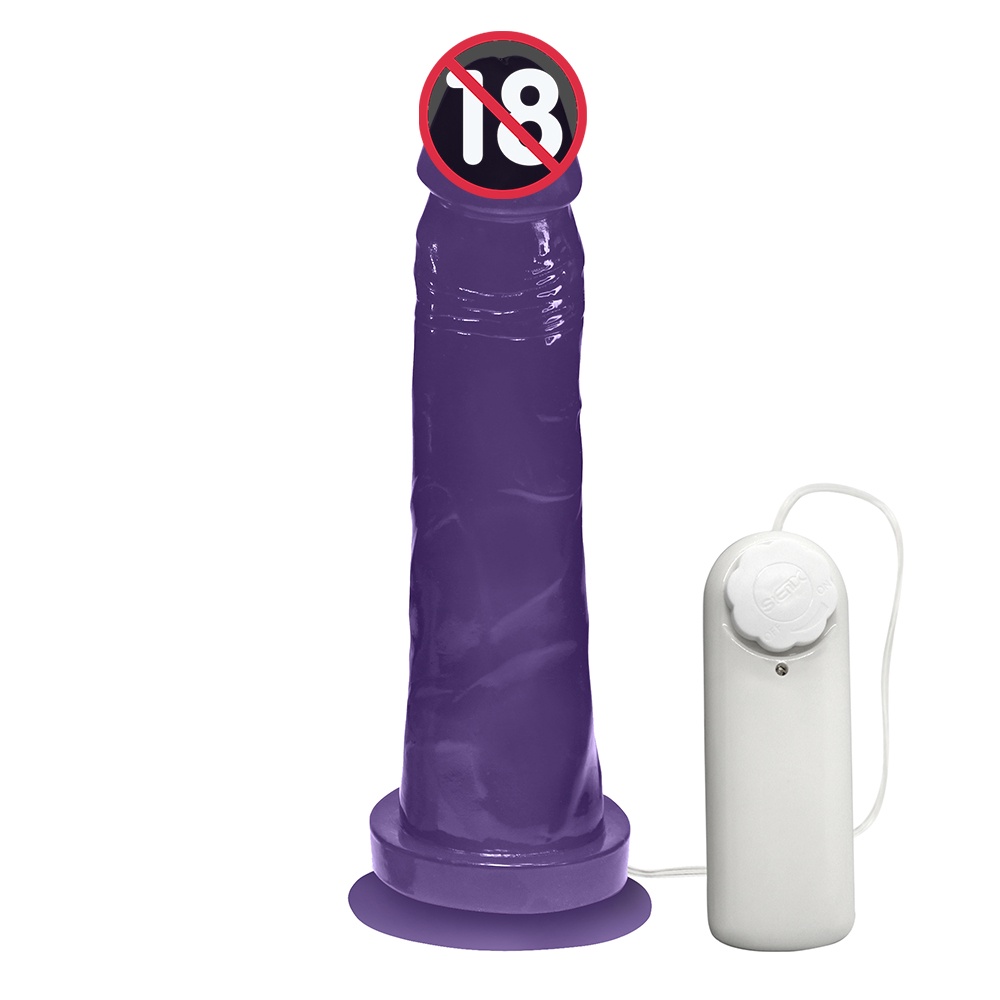 Penis de Borracha Jueves com Vibrador e Ventosa 19 x 4,5cm Roxo Translúcido