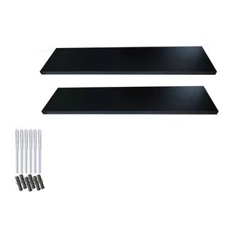 Kit 2 prateleiras Flutuantes Suporte Invisível Preto MDF Quarto Madeira Livros Estante