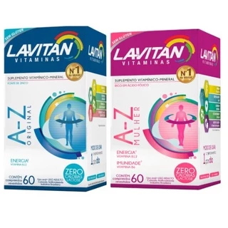 Kit 02 Unidades Lavitan 01 A-Z Mulher + 01 A-Z Homem Cimed com 60 comprimidos cada