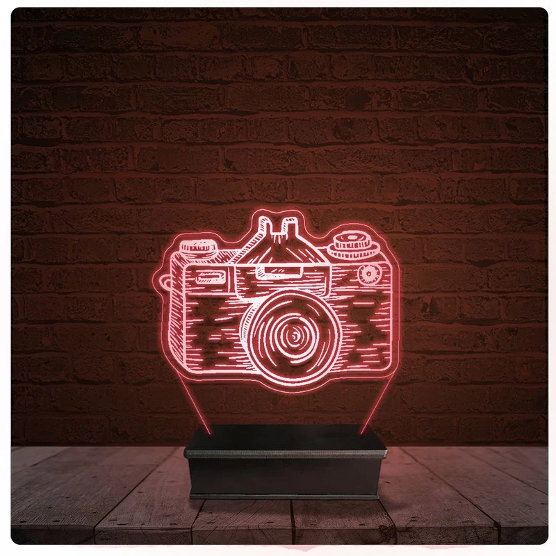 Abajur Luminária Acrílico Led - Câmera Fotografia Fotógrafo