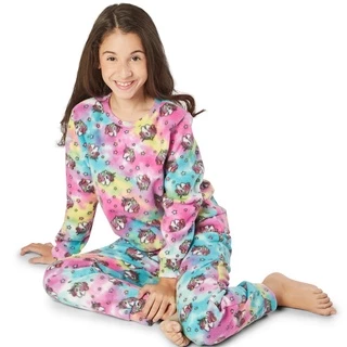 Conjunto Pijama Infantil Soft Blusa Manga Longa com Punho Calça Comprida Roupa de Inverno Crianças
