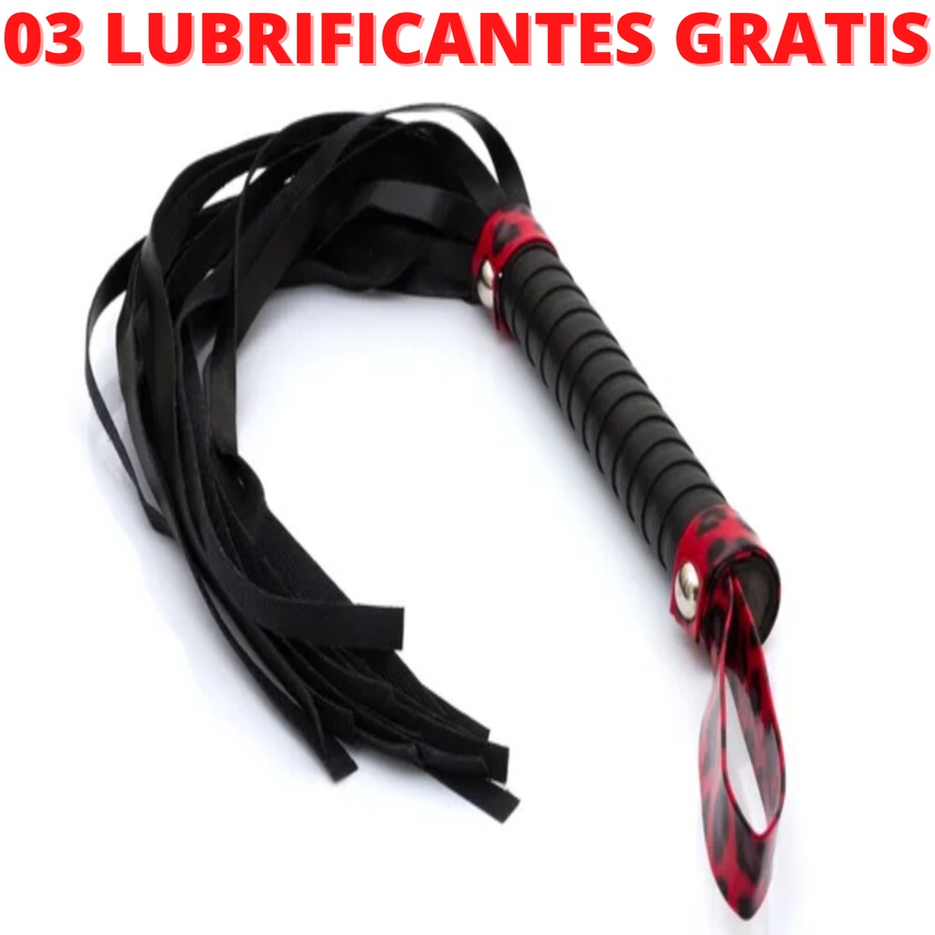 Chicote de Bdsm Em Tiras Modelo Flogger Leopardo Vermelho