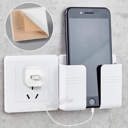 Suporte Para Carregar Celular Plástico De Parede Autoadesivo