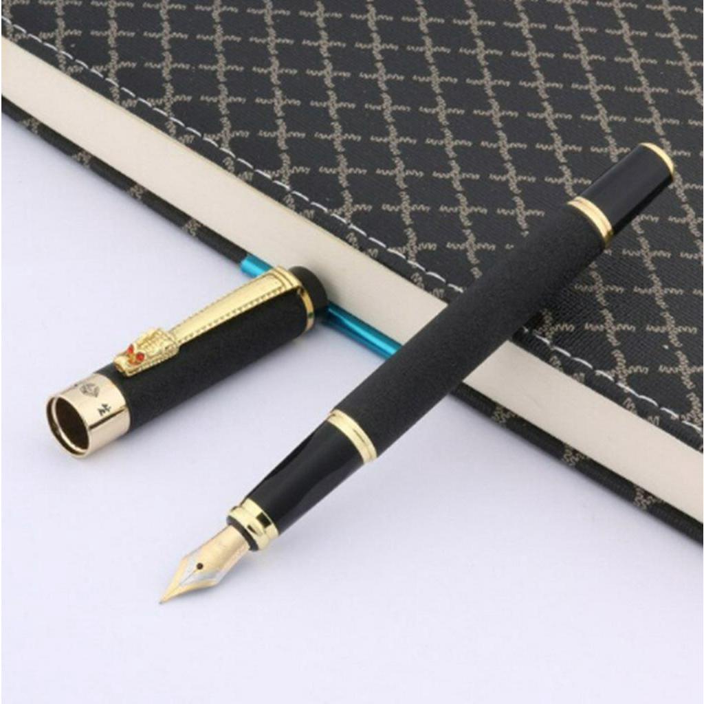 Caneta bico de pena com tinta em metal, preta original | Shopee Brasil