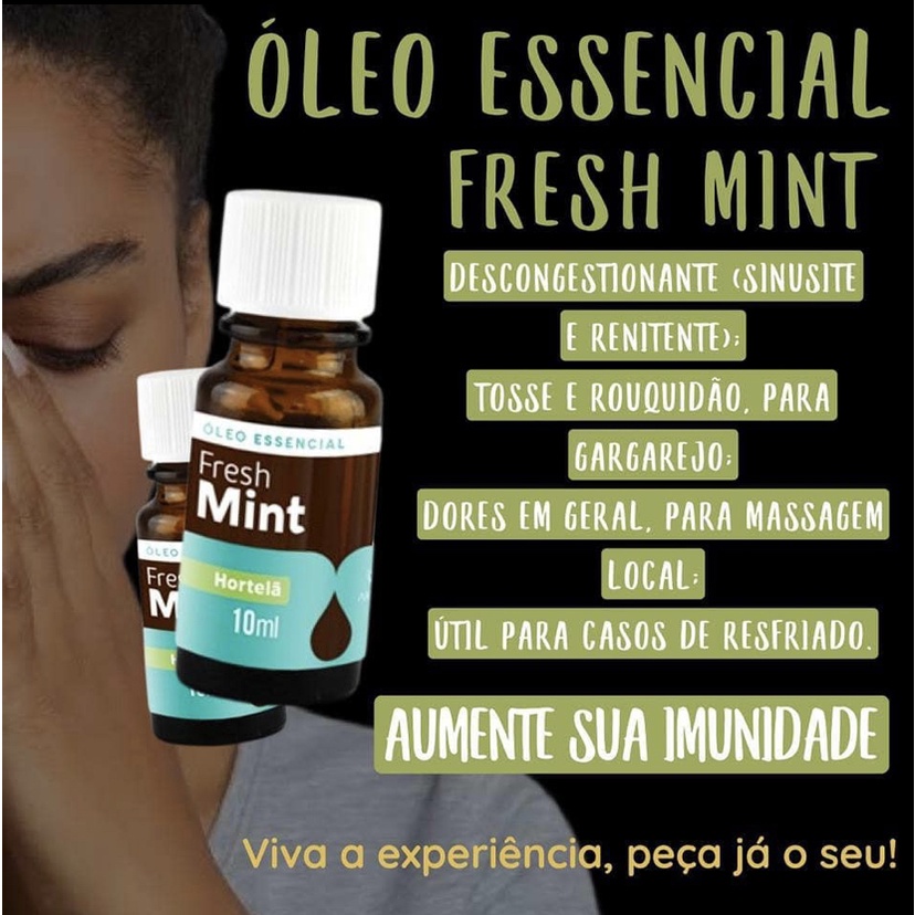 Óleo Essencial Fresh Mint Hortelã Para Melhorar Rinite Sinusite Alergia ...