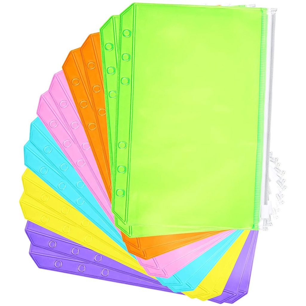 Binder PVC Pocket Notebook Loose Leaf Bags Colorful Holes Zipper ...