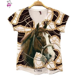 Blusa Feminina Estampa Cavalo Marrom Country Correntes C1493