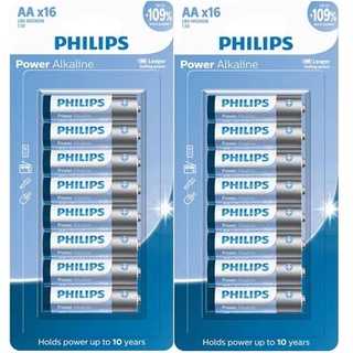 Pilhas Alcalinas Philips AA Pequena Cartela Com 32 Unidades tipo Cilindrico modelo AA Comum Normal  ideais para uso em aparelhos como: brinquedos tipo controles de vídeo game