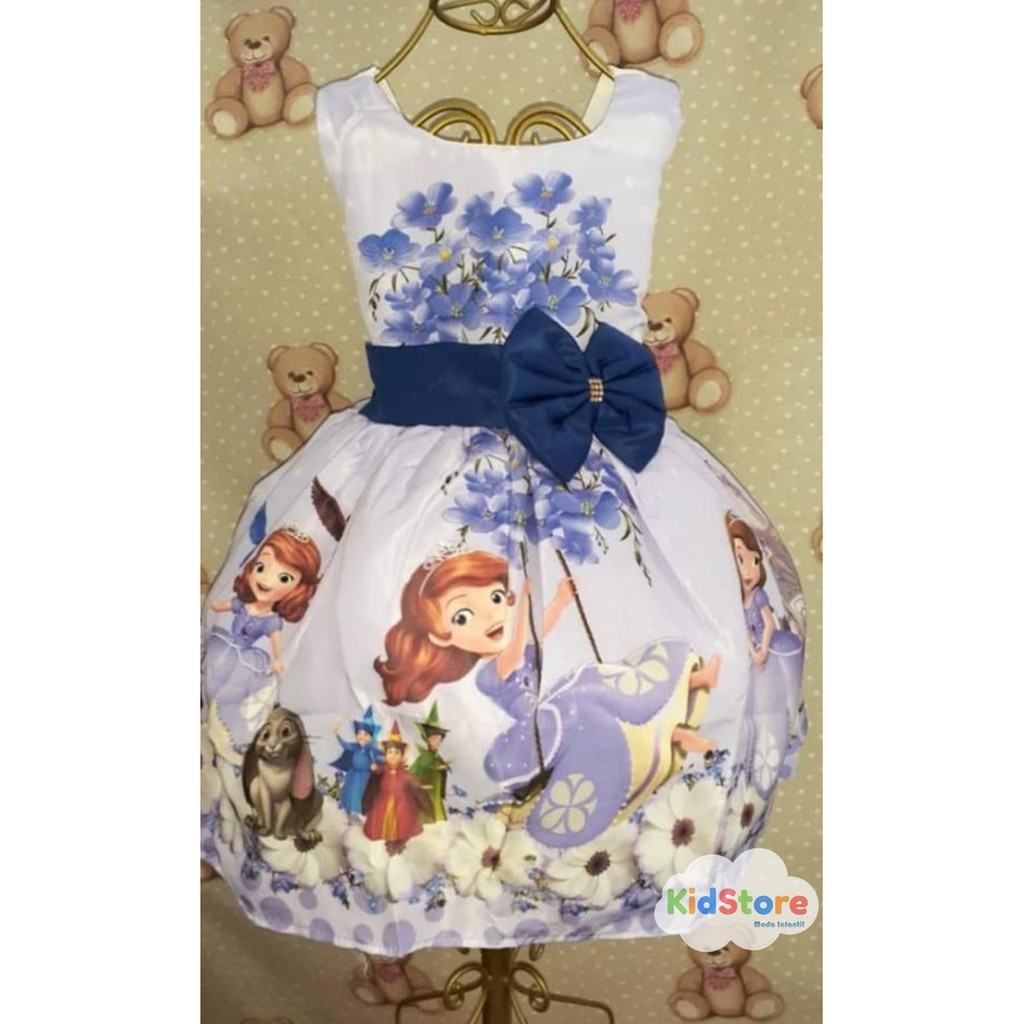 Vestido Infantil Lilás Tema Princesa Sofia Sophia Luxo Festa