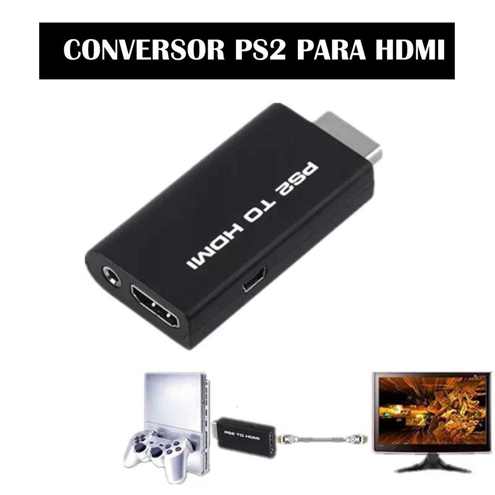 Adaptador Ps2 Para Hdmi Conversor De Vídeo Com Saída Áudio