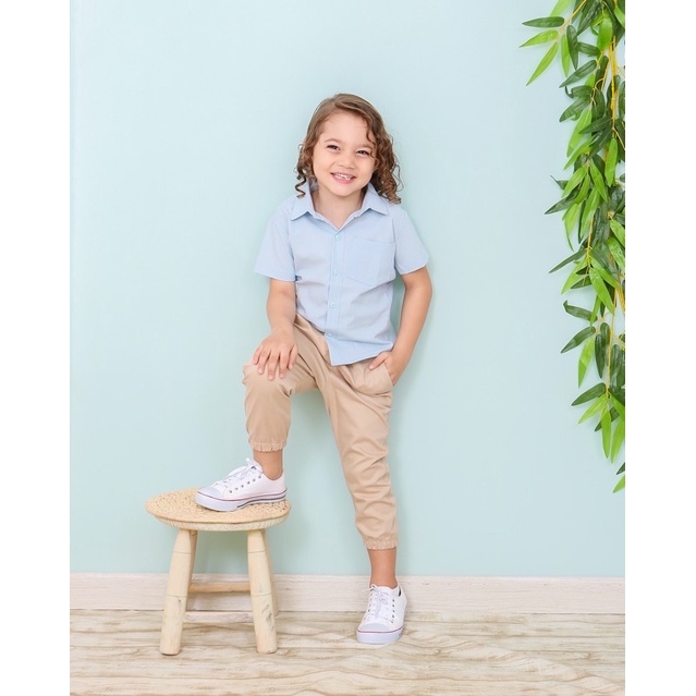 Roupa Infantil Calça Jogger Jeans Elástico Punho Bebê Menino