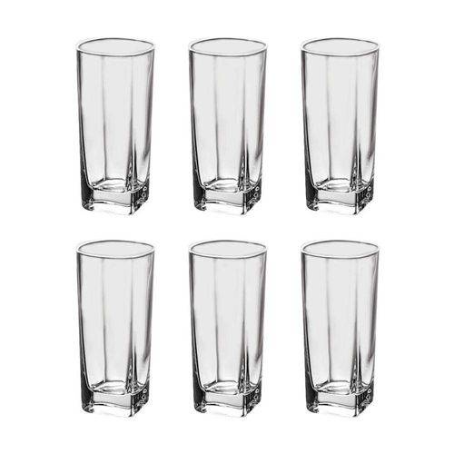 Jogo De Copos De Vidro Quadrados Liso 285 ml | Shopee Brasil