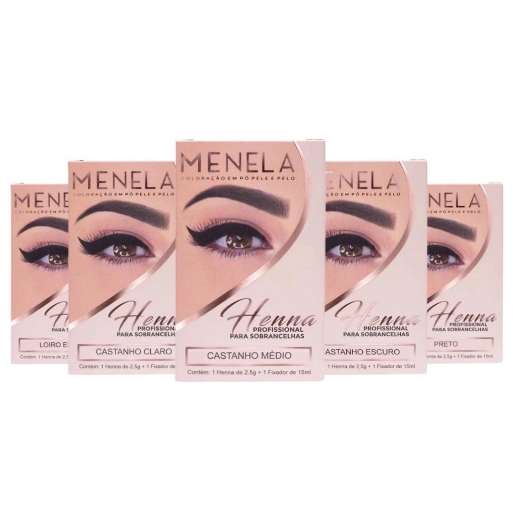 Henna Sobrancelha MENELA 2,5 G Com Fixador Todas As Cores | Shopee Brasil