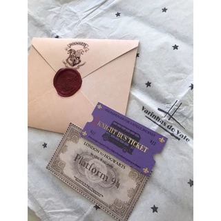Combo Carta de Aceitação Hogwarts (COM SEU NOME) COM SELO DE CERA + Ticket Plataforma 9 3/4 + Knight Bus / Carta Harry Potter