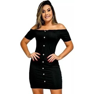 Vestido ombro a store ombro com botoes