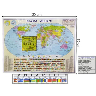 Mapa Planisf Rico Geo Pol Tico Escolar Mundial Mundi Gigante Tamanho Cm X Cm Shopee Brasil