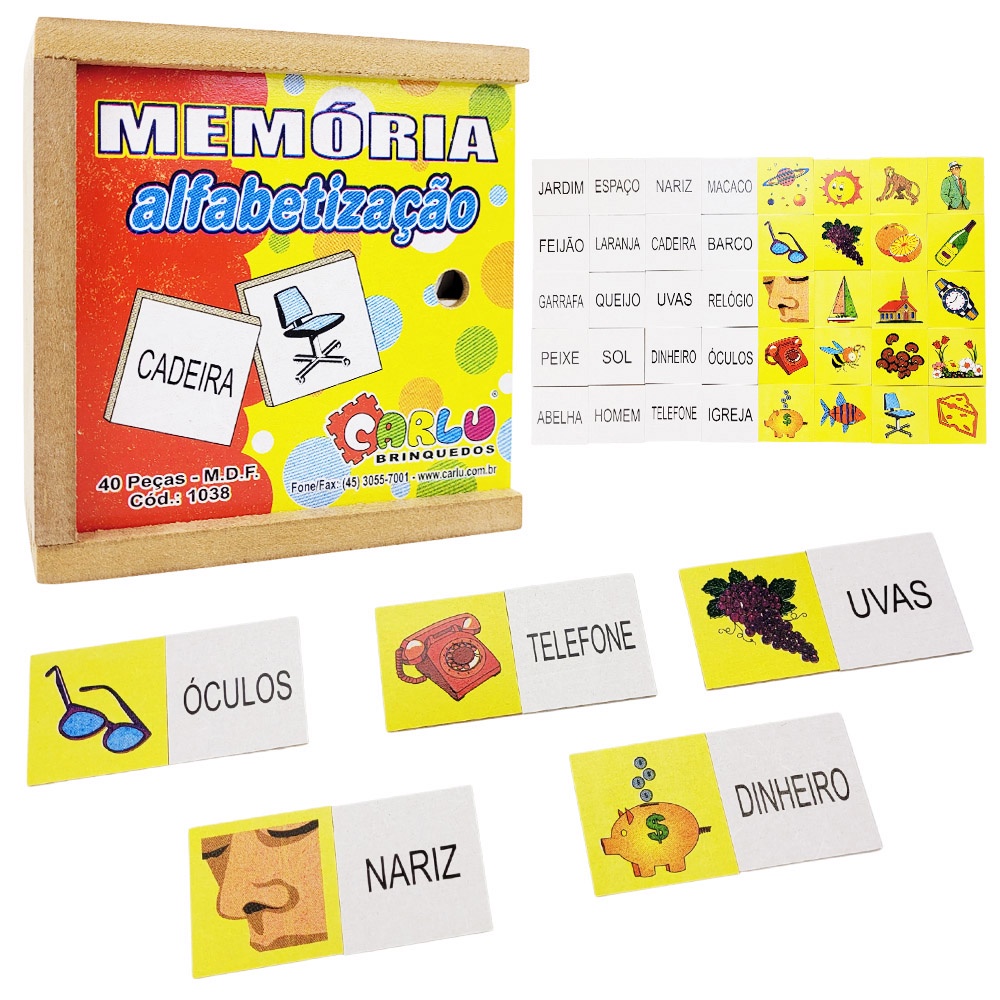 Brinquedo Educativo Jogo da Memória Alfabetização Pedagógico 40 peças