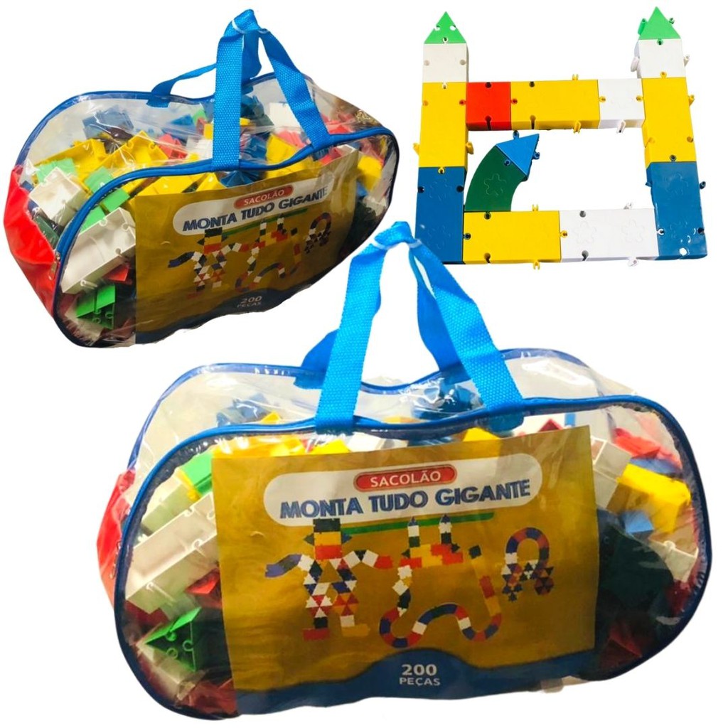 Brinquedo Blocos de Montar Educativos Encaixe Monta Tudo Gigante 200 ...