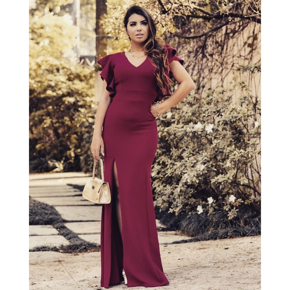 Vestido de madrinha marsala 2024 barato