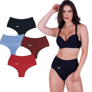 kit 3 Calcinha Cintura alta CÓS DUPLO Conforto Tanga
