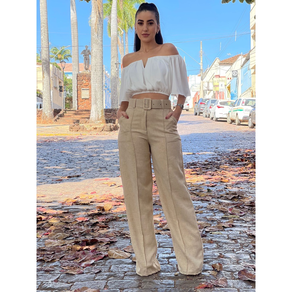 Calça social store em linho feminina