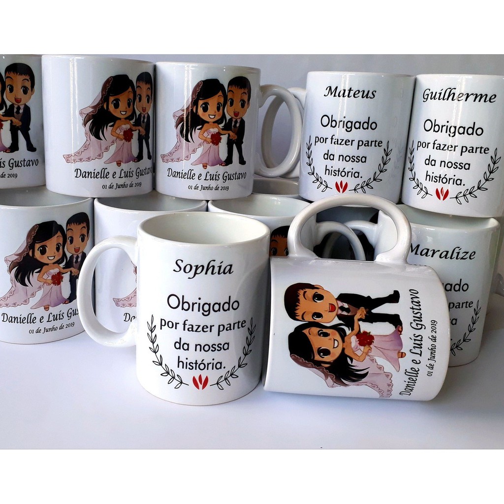 Caneca personalizada para casamento ou lembrancinhas.