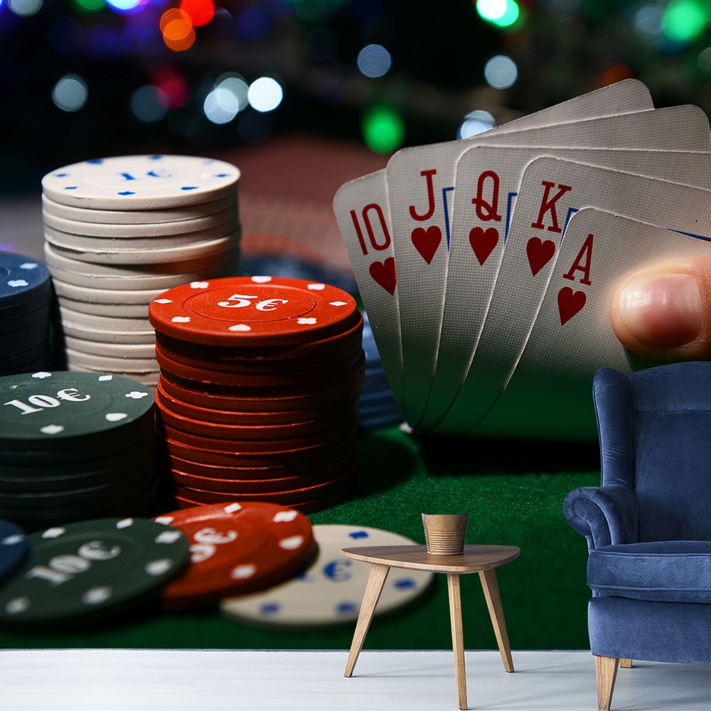 Papel De Parede 3D Salão De Jogos Cartas Poker 3,5M Jcs98 em