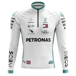 Camisa Ciclismo Camiseta Ciclista Roupa de Ciclismo Masculina Masculina Manga Longa Petronas 2023 Branca Protecao Uv+50