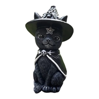 gato preto, estátua resina gato mágico 10,5 cm para decoração, ornamentos  gatos bruxa para casa e jardim : : Brinquedos e Jogos