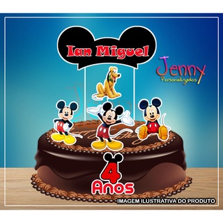 Topo Topper de Bolo Personalizado Mickey