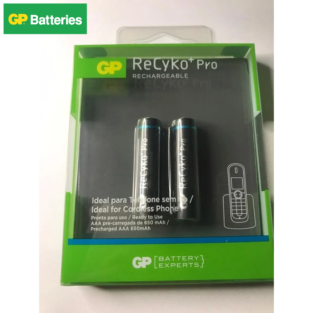 2 Pilhas Gp Recyko Pro P/ Telefone Sem Fio Palito Aaa 650mah
