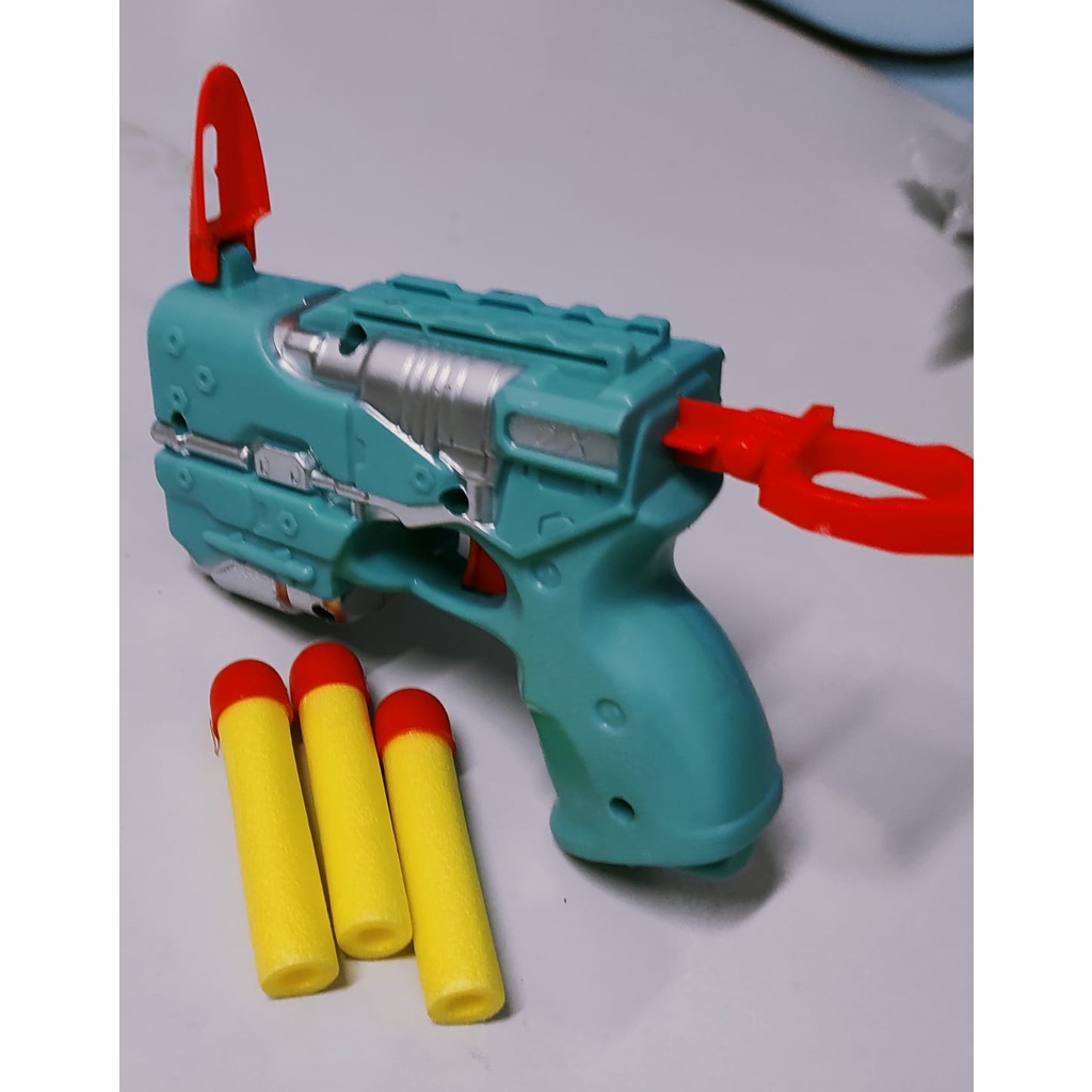 Arminha de Brinquedo Pistola Nerf Lança Dardos Tiro ao Alvo Azul + Munições