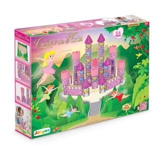 Castelo Das Fadas 54 peças Blocos De Montar Em Madeira MDF Brinquedo Menina +3 anos Junges 728