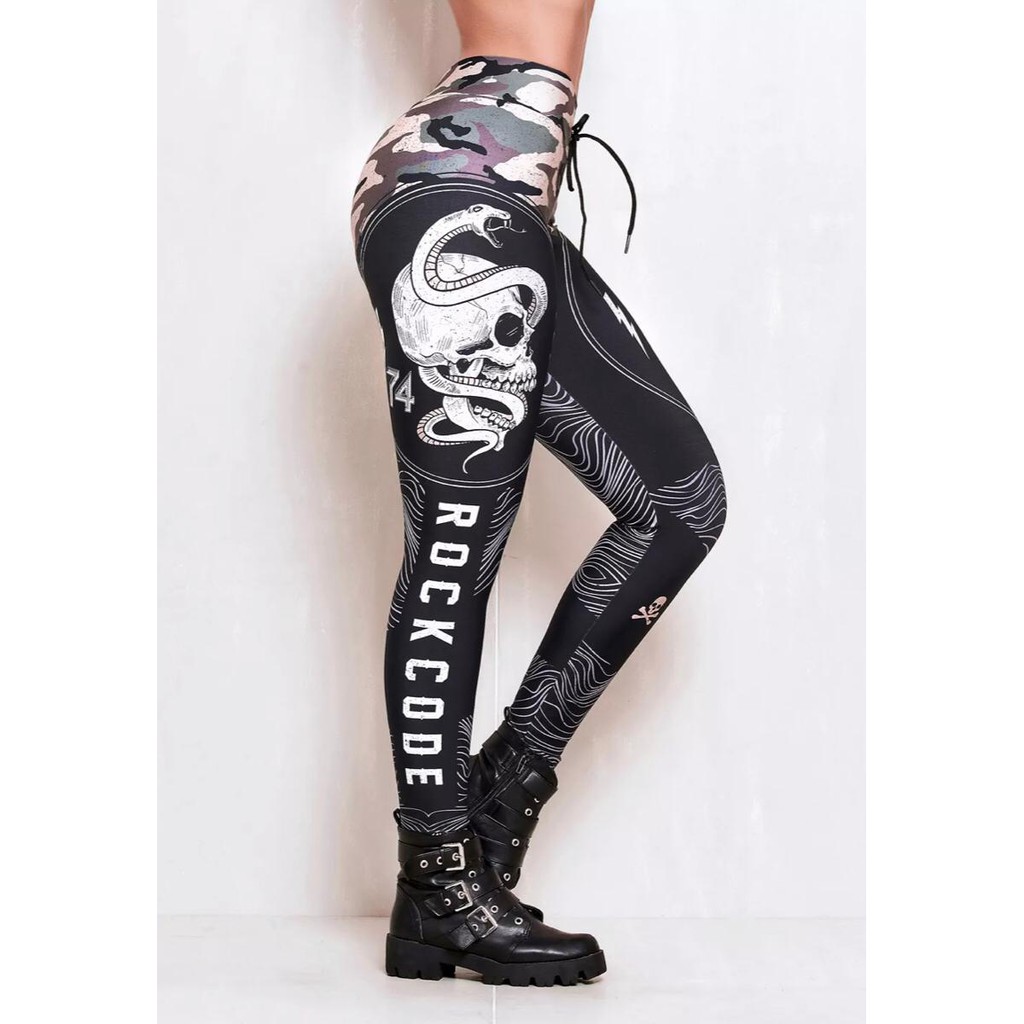 Leggings Fitness Estampadas, Rock Code