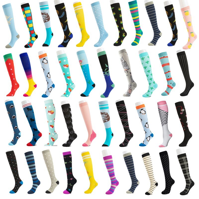 Meias De Compressão Mulheres Homens 30 Mmgh Knee High Running Sports Socks Edema Diabetes Varizes Maratona De Veias Varicosas Enfermeira