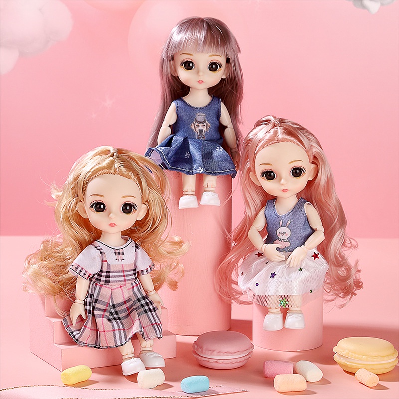 (DIY) 16 Centímetros Conjunto De Boneca Pequena Barbie 23 joint movable Brinquedo De Presente De Aniversário Da Menina Das Crianças (set)