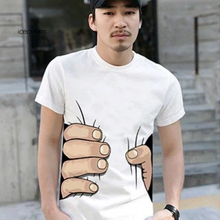 [ICE] Camisa Branca com Mão 3D Masculina para Verão