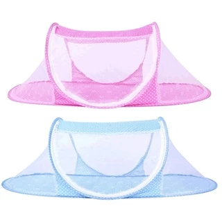 Berço Bebê Mini Portátil Com Mosquiteiro Tule Azul Rosa