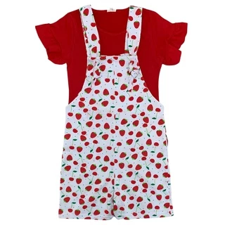 Macacão infantil feminino estampado blusa malha babado na manga 4-6-8-10