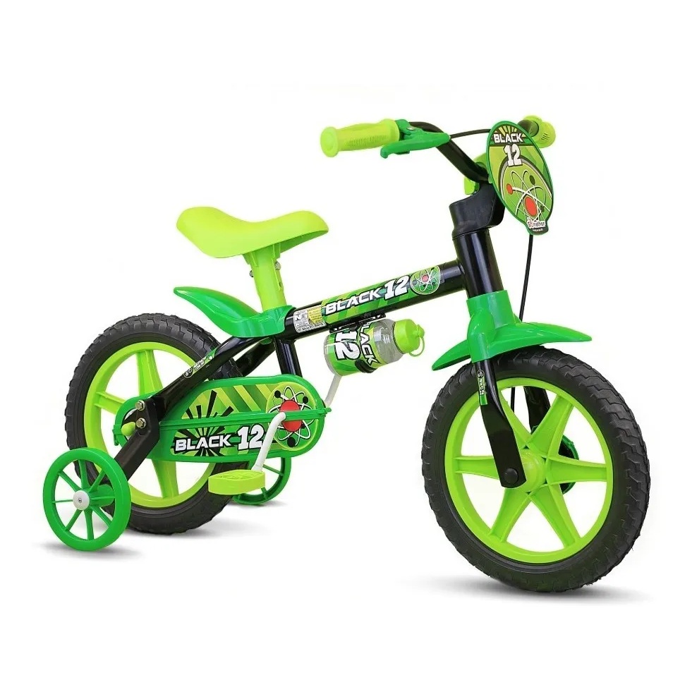 Bicicleta Infantil Menino Nathor Black Aro 12 Criança 3 A 5 Anos ...
