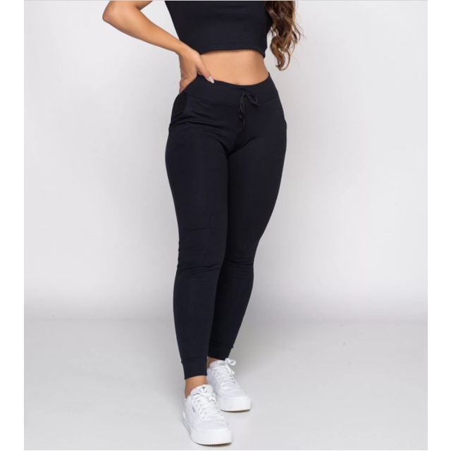 Calça moletom feminina jogger ribana cintura alta Canelada Desportiva -  Regional - Calça Esportiva - Magazine Luiza