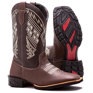 Bota Botina Montaria Texana Country Masculina Couro Diamante