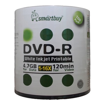 50 Mídia Virgem Dvd-r Smartbuy Printable Impressão 4.7Gb Ritek F1 ...